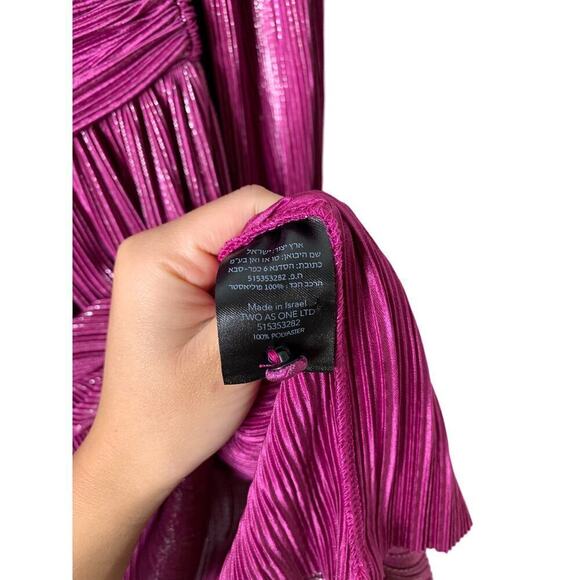 Sabina Musayev Shaya Metallic Pleated Mini Dress in Purple - Picture 8 of 9